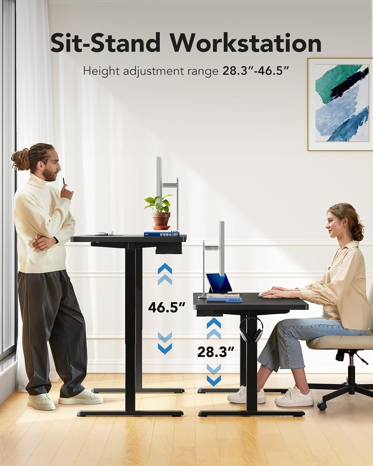Thumbnail 6 de HUANUO Electric Standing Desk, 220 lb Capacity
