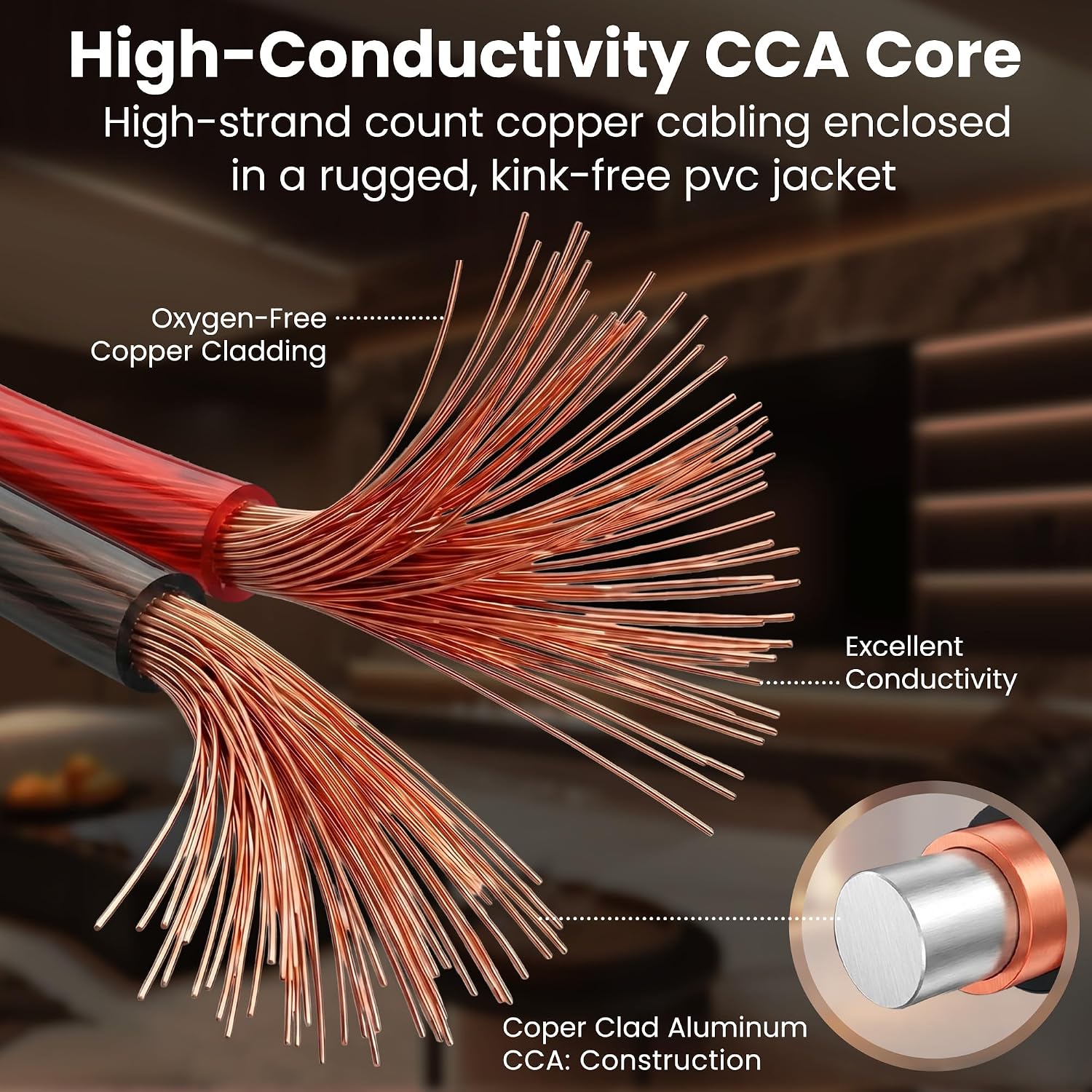 Detalle de GEARit 2x2.5mm² Speaker Cable (30.48 m / 100 ft) – CCA, 14 AWG with Foot Markers and Polarity Markings