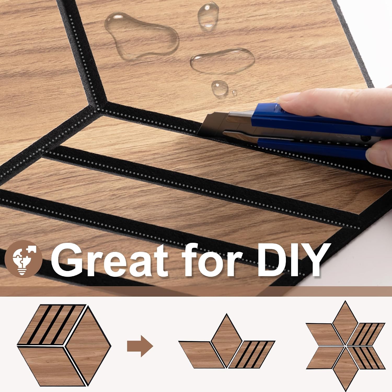 Detalle 2 de Mollywell Walnut Hexagon Acoustic Panels, 12-Pack, 14 x 12 in, NRC 0.95