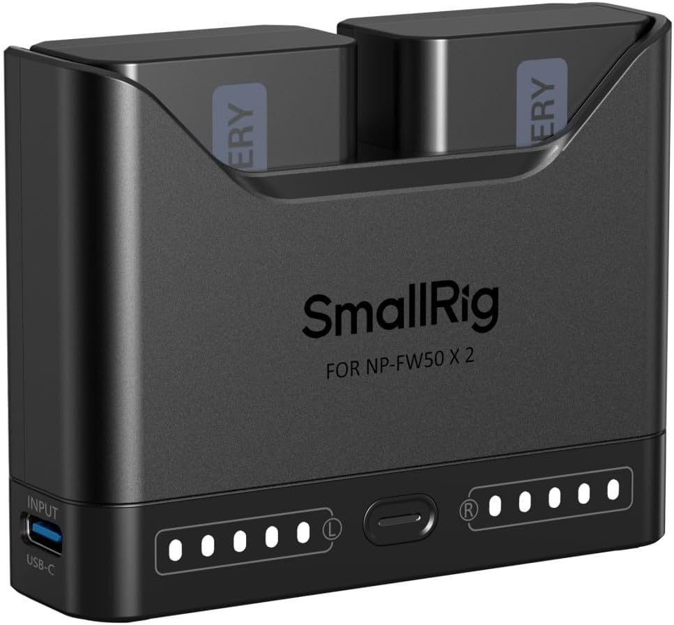 Detalle de SMALLRIG NP-FW50 Camera Battery Set for Sony with 11W Dual-Slot Charger and 1030mAh Batteries
