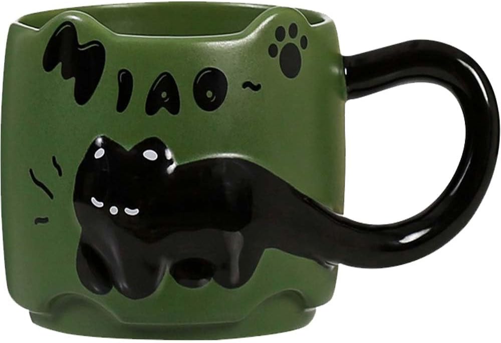 Thumbnail 6 de ZONSUSE Schwarze Katzen Tasse – 3D-Katzenbecher, 380 ml, gelb
