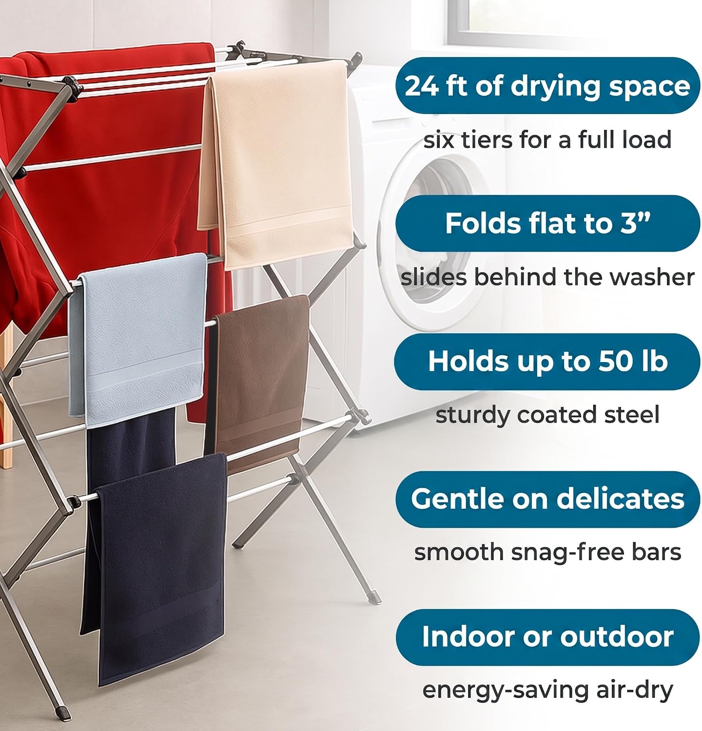 Thumbnail 3 de Honey-Can-Do Clothes Drying Rack 6-Tier