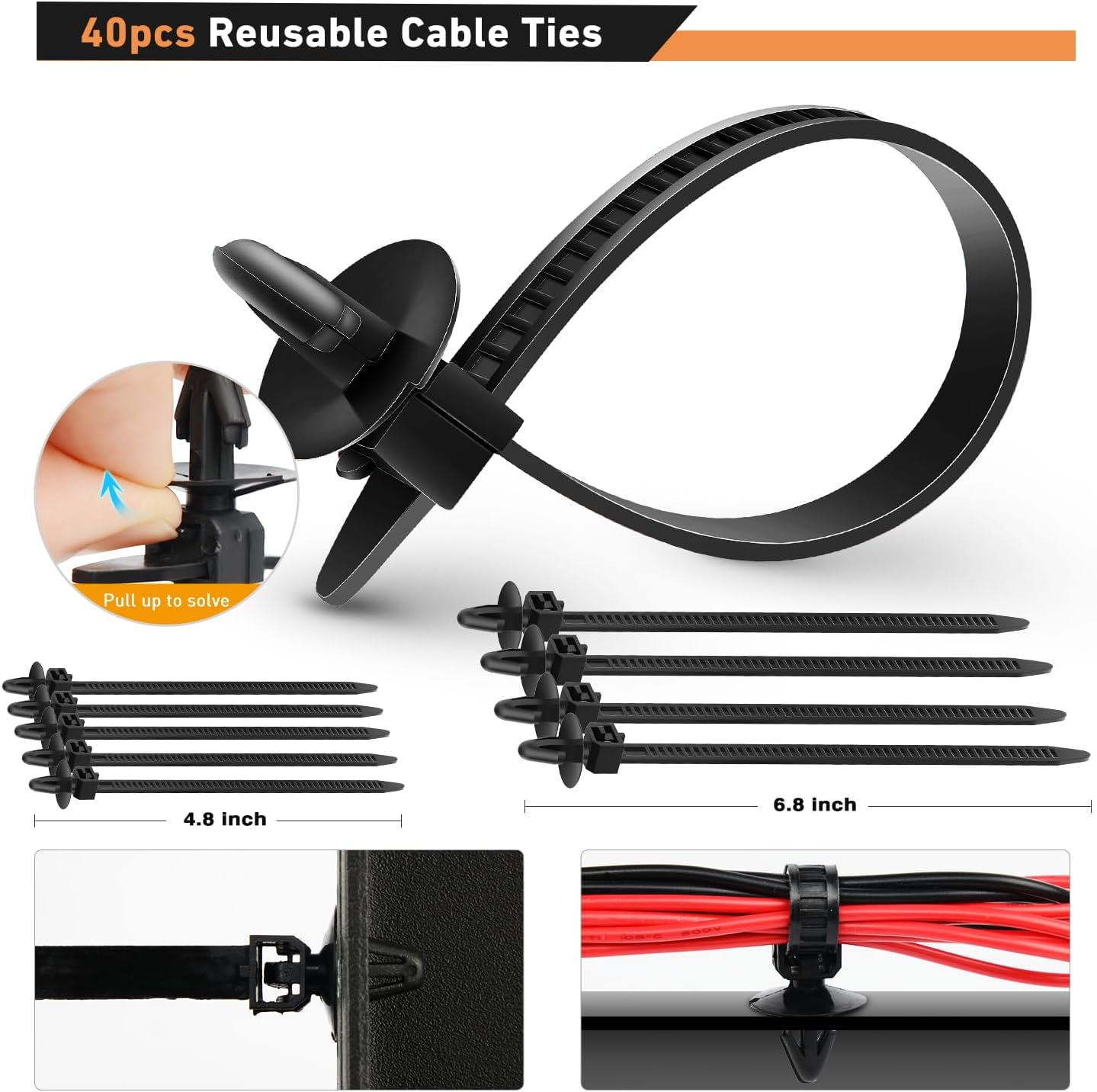 Thumbnail 5 de GOOACC 130Pcs Wire Loom Clip Kit 130pcs