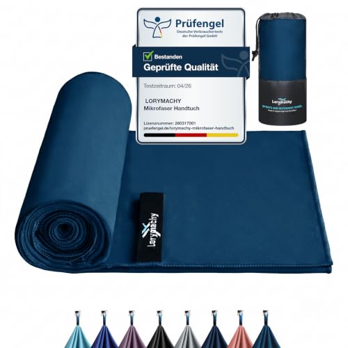 Lorymachy Mikrofaser-Handtuch 100x200 cm – schnelltrocknendes Fitness- und Strandtuch, 250 GSM, Petrolblau