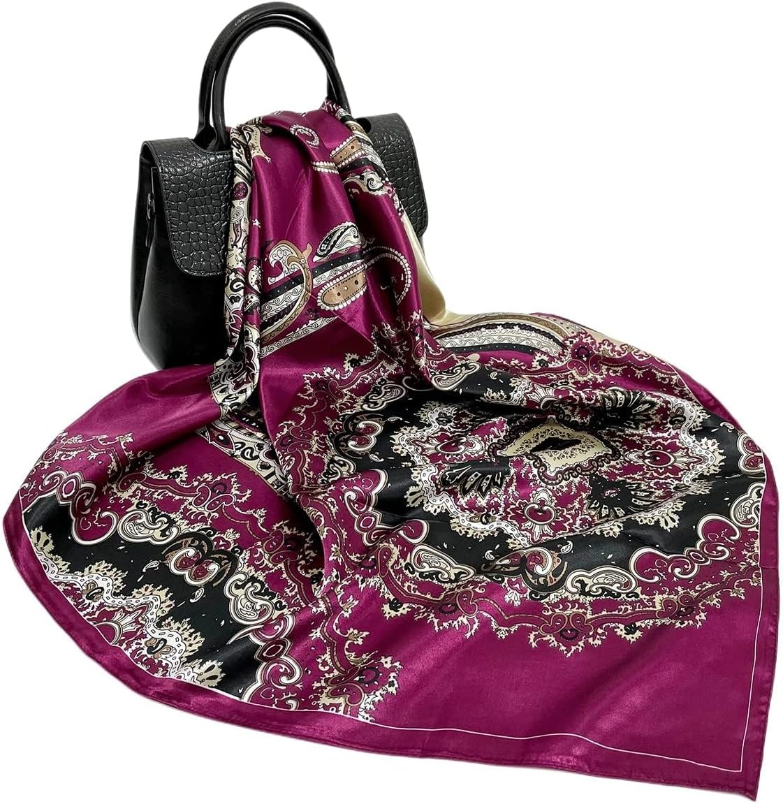 Thumbnail 5 de FAIRYGATE Damen Quadratischer Satin-Schal 90x90 cm – eleganter Kopftuch- und Haarband-Style