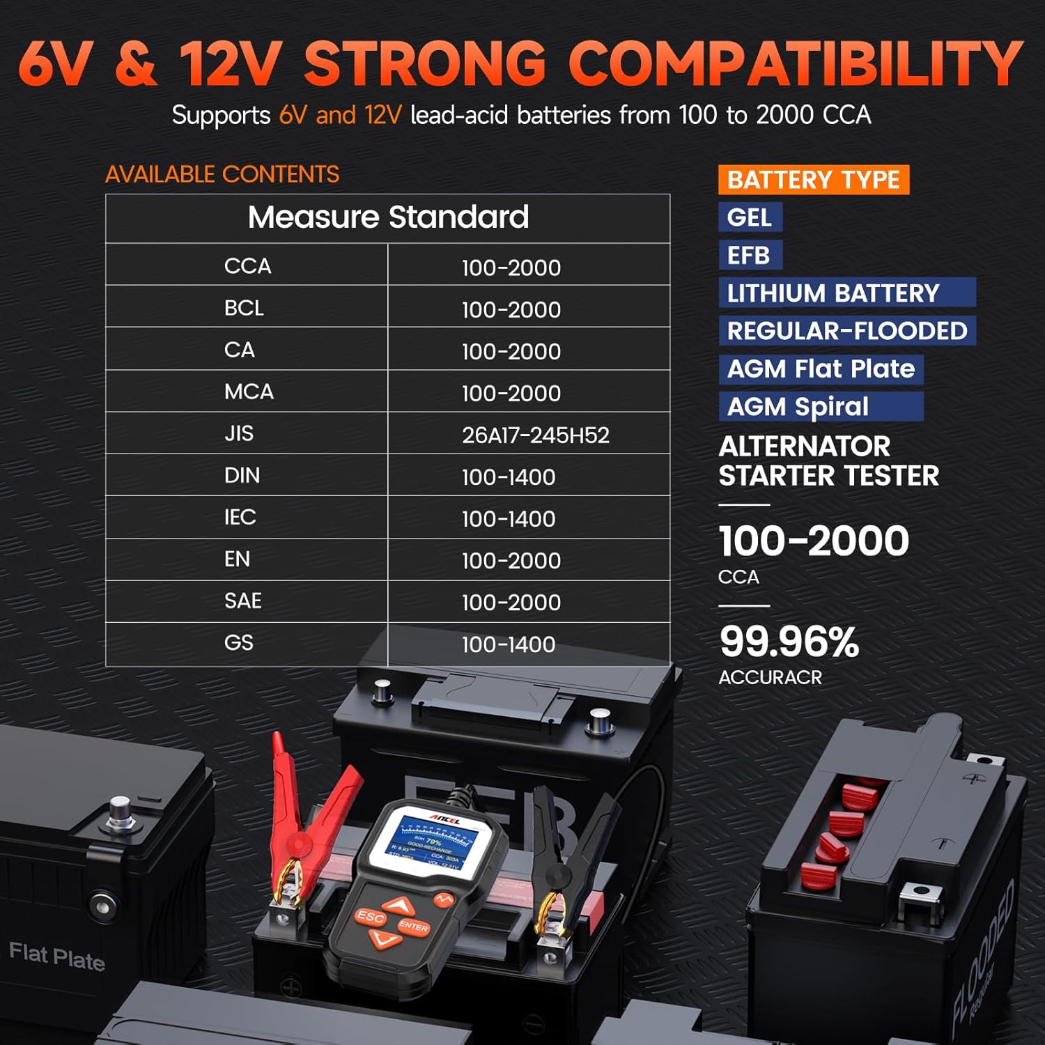 Thumbnail 5 de ANCEL BA301 6V/12V Car Battery Tester & Charging System Test Tool (100–2000 CCA)