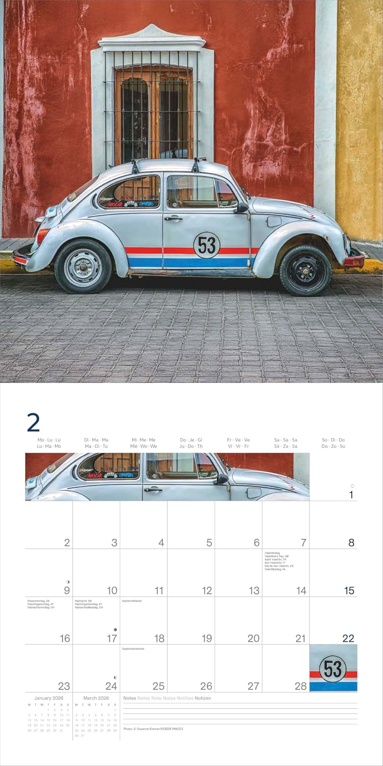 Detalle de VW Käfer Kalender 2026 (arti) – Wandkalender 30 x 30 cm mit Kultauto-Fotografien