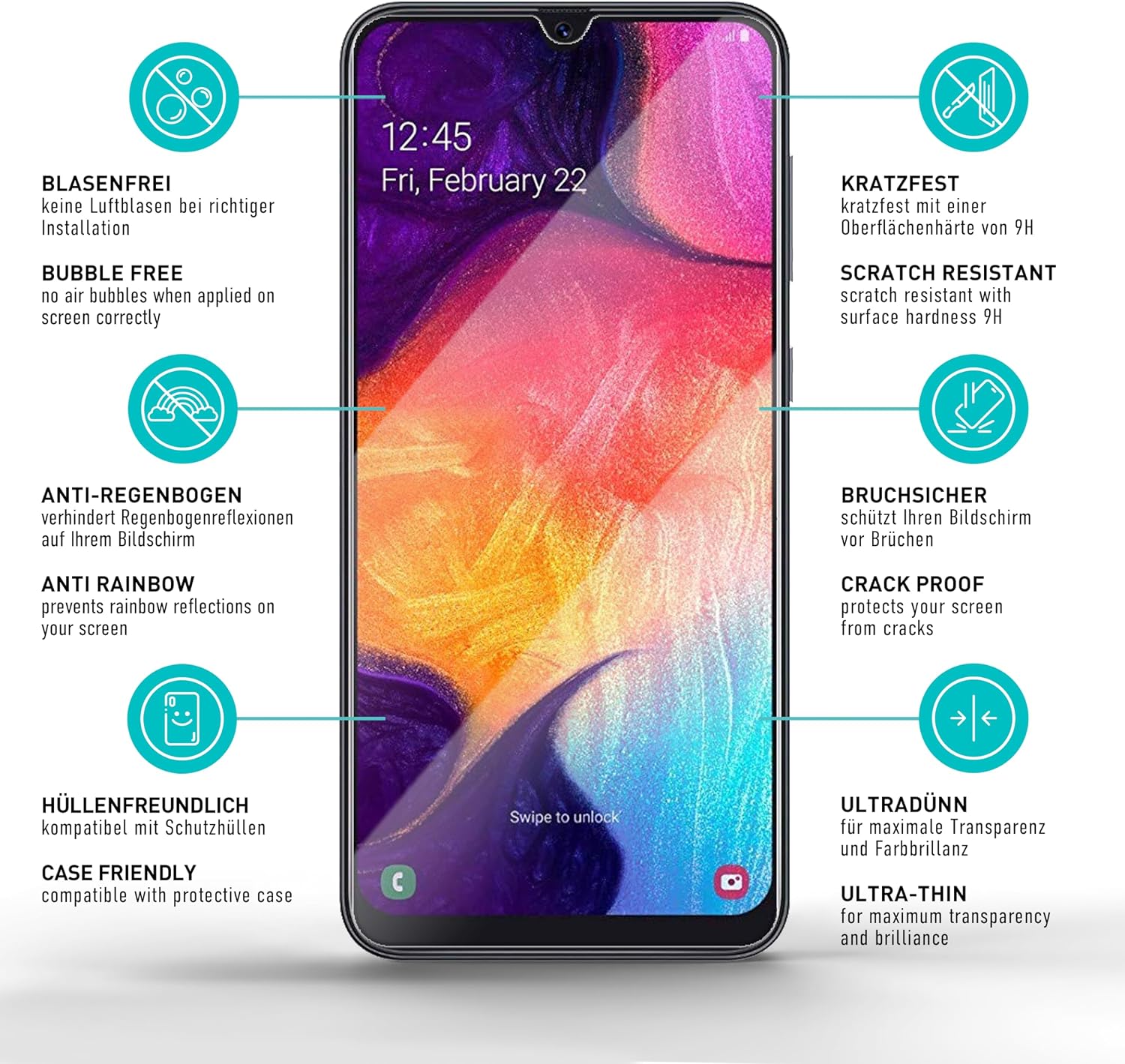 Thumbnail 5 de SmarTect Tempered Glass Screen Protector for Samsung Galaxy A50, A50s, M30s, M31 and M21