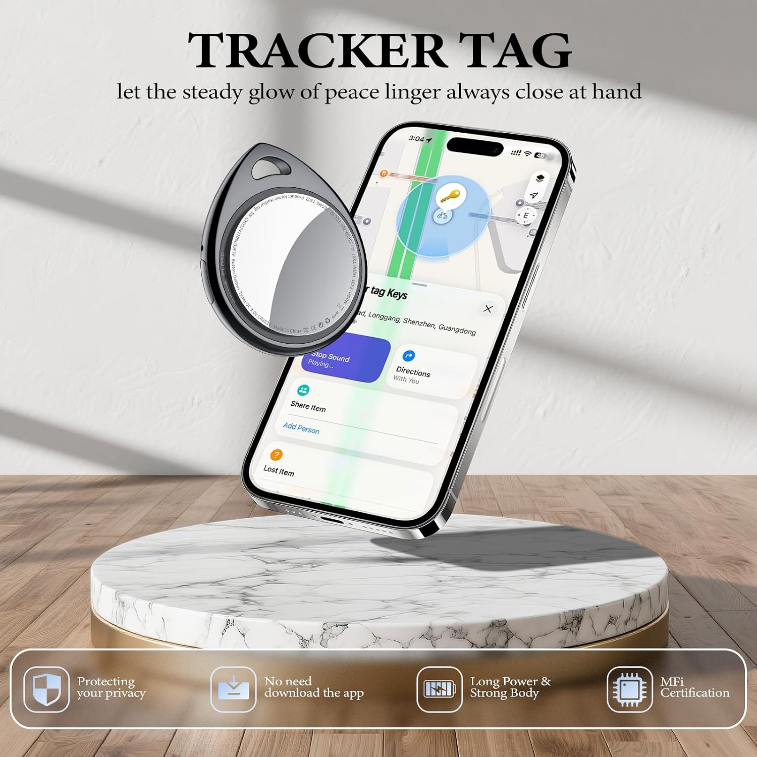 Detalle de Air Tracker Tags-4 Pack: Apple Find My Integrated Bluetooth Item Tracker (iOS Only)