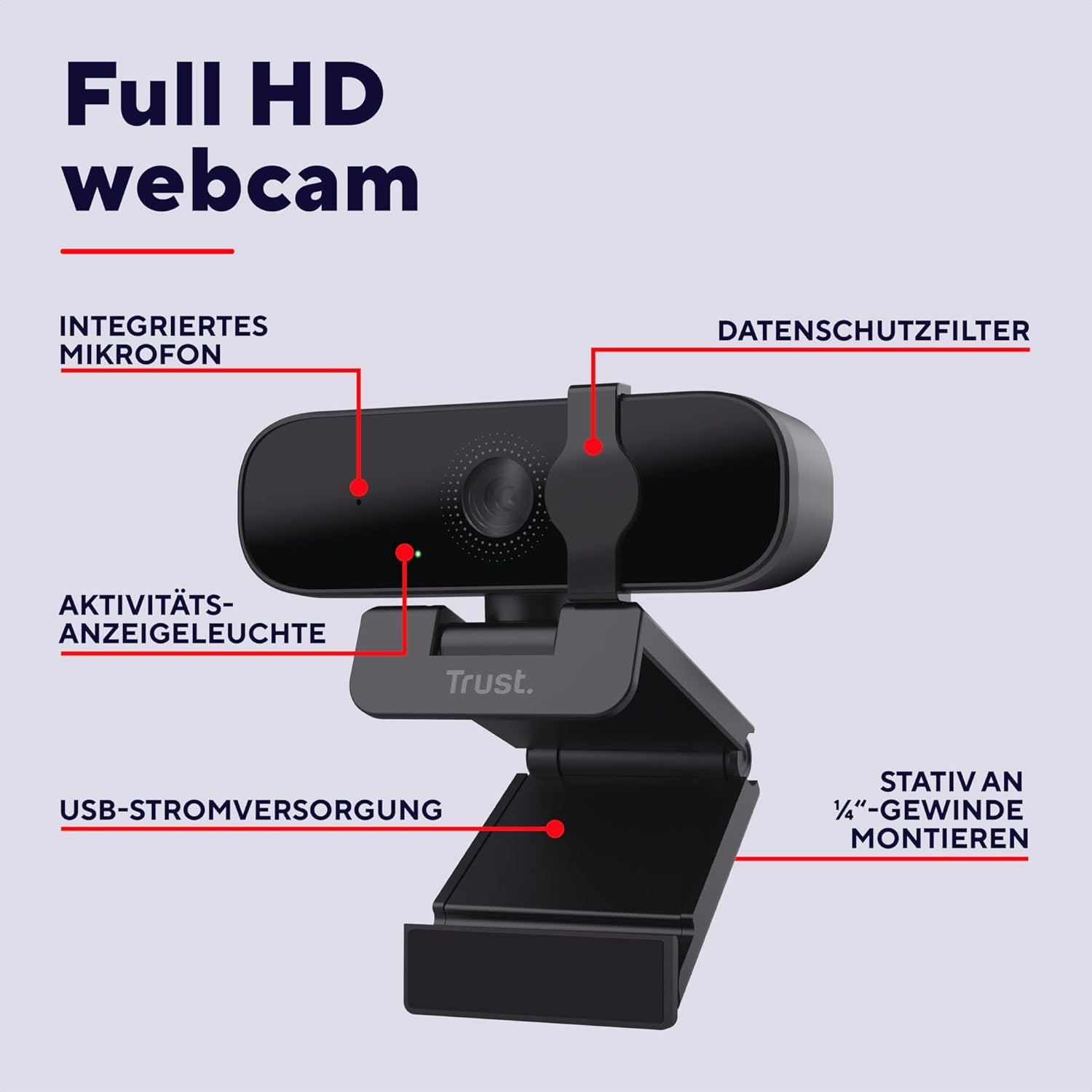 Thumbnail 1 de Trust Oran 1080p Webcam – klare Full HD-Videos mit Privatsphäre
