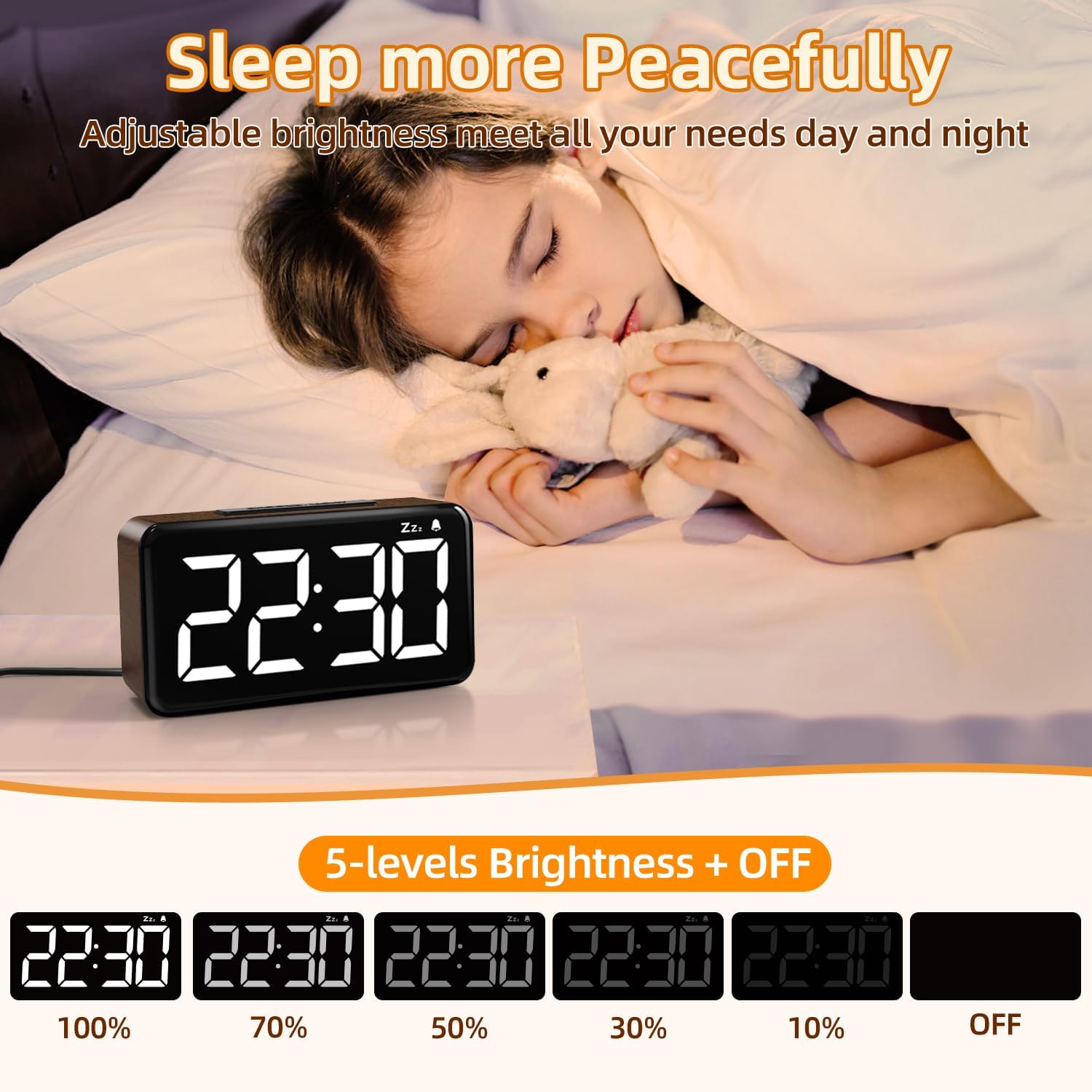 Thumbnail 3 de NOKLEAD 5252 digitale wekker met 5,9-inch ledscherm en instelbare helderheid