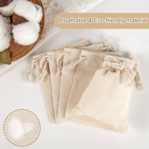 Detalle de Sacs en toile 7x9 cm - Pack de 30, Petit sac cadeau avec cordon de serrage (lin/coton) - Packra