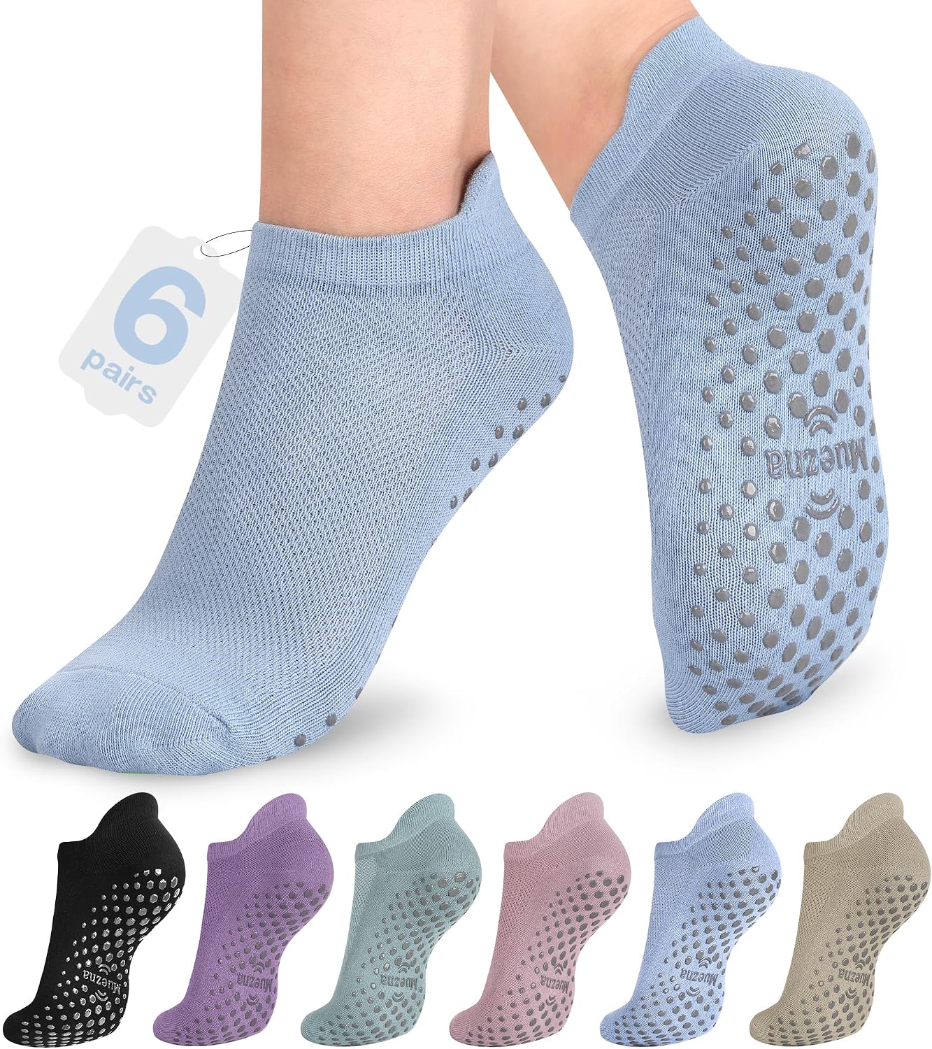 Thumbnail 6 de Muezna Pilates Grip Socks, 6-Pair Pack