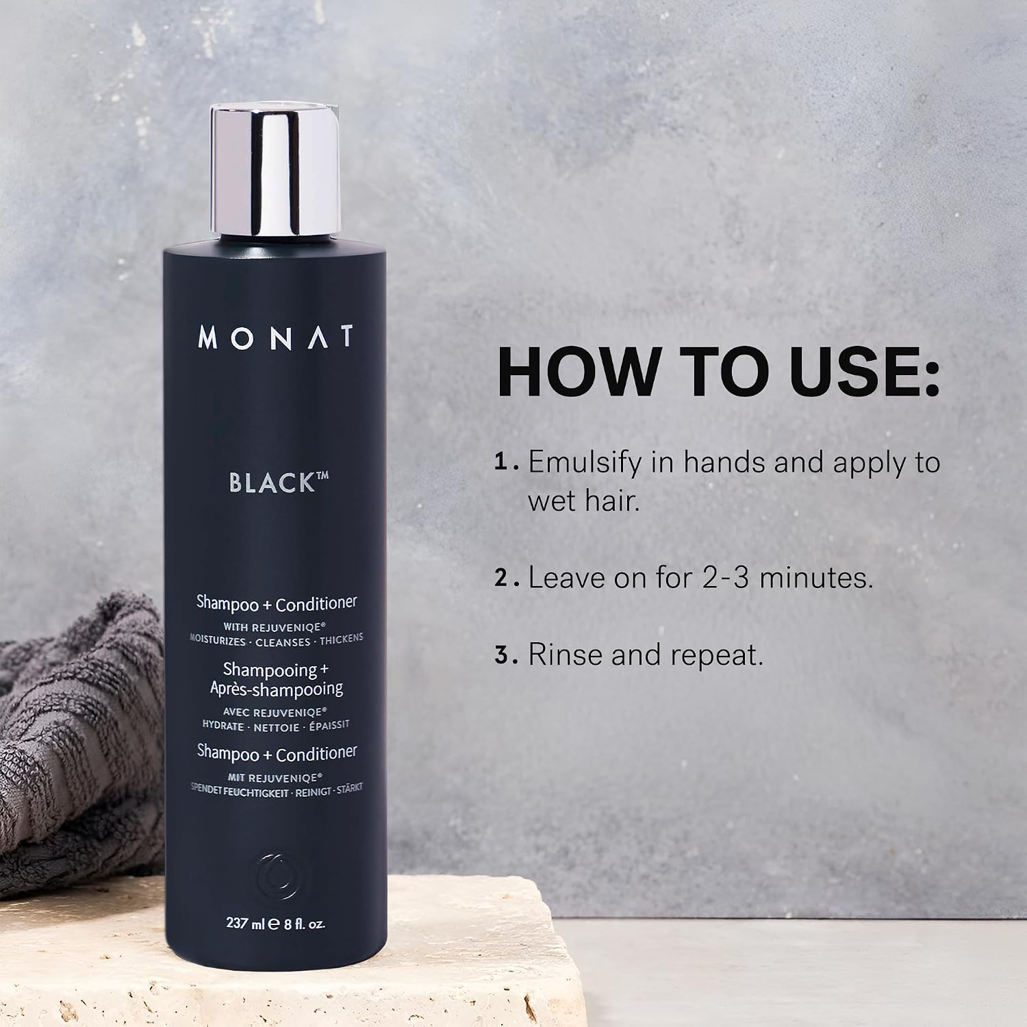 Thumbnail 6 de MONAT Black Shampoo + Conditioner 2-in-1 (All Hair Types) — Cleanses, Conditions, and Helps Support Stronger-Looking Hair, 8.0 fl oz