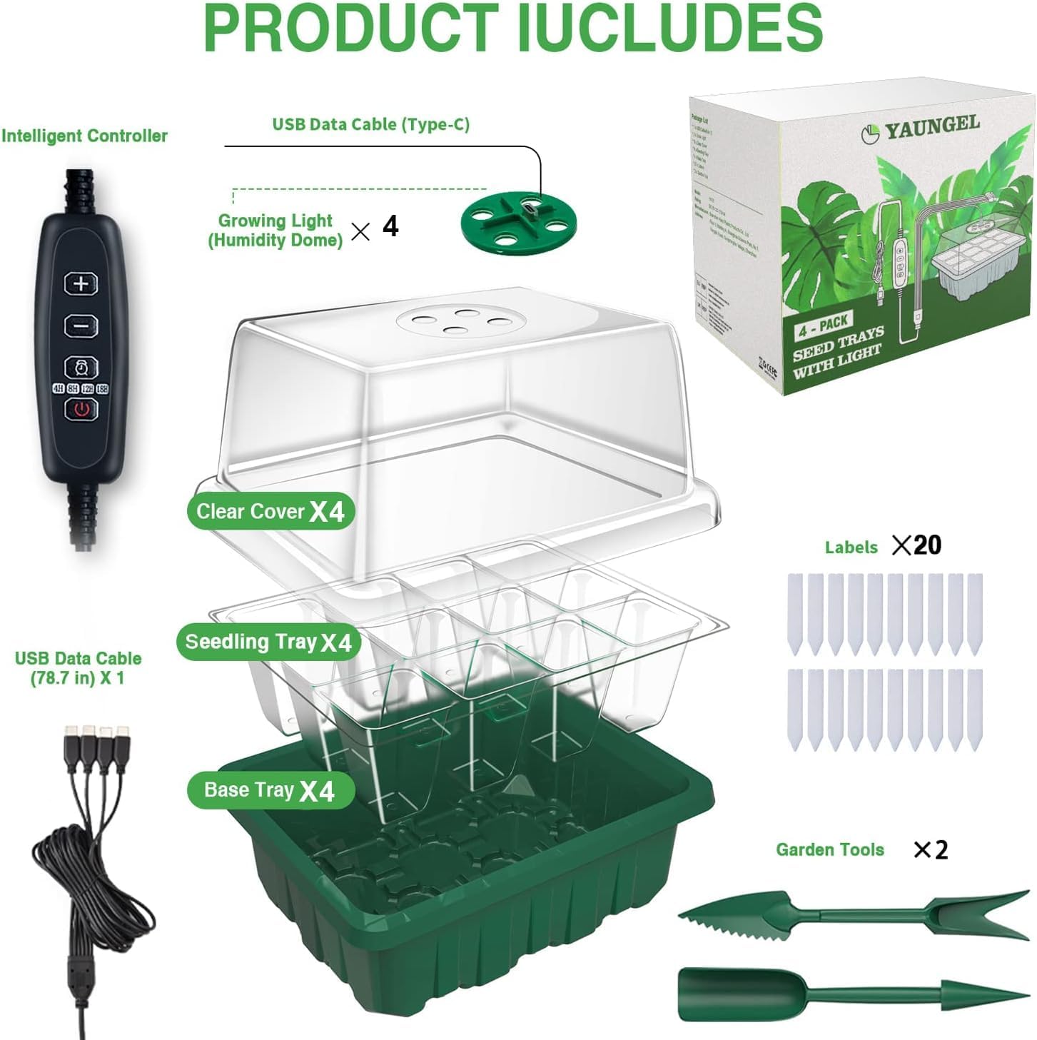 Thumbnail 6 de YAUNGEL Mini Serre Pour Plantes avec Lampe 4 Pièces