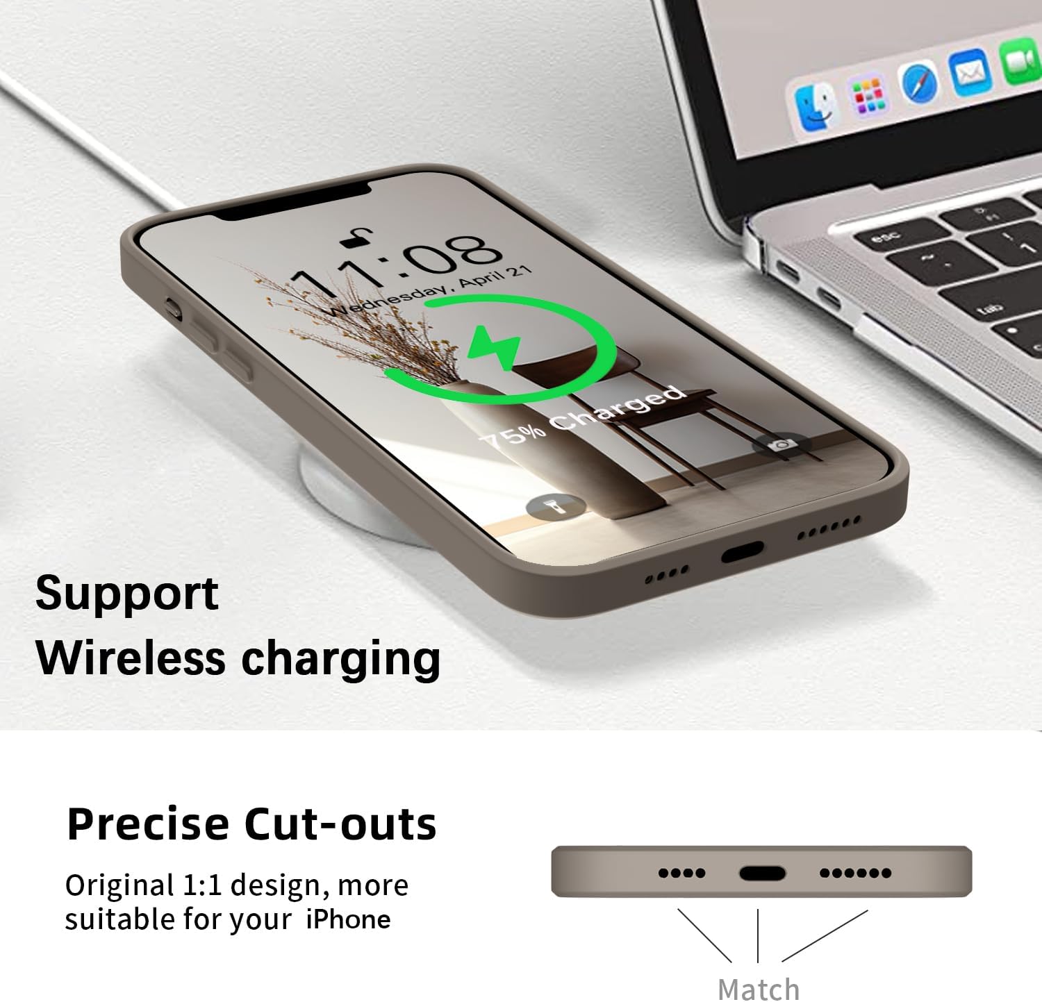 Thumbnail 4 de KPPIT Silicone Shockproof Case for iPhone 15 (6.1") in Titanium Gray