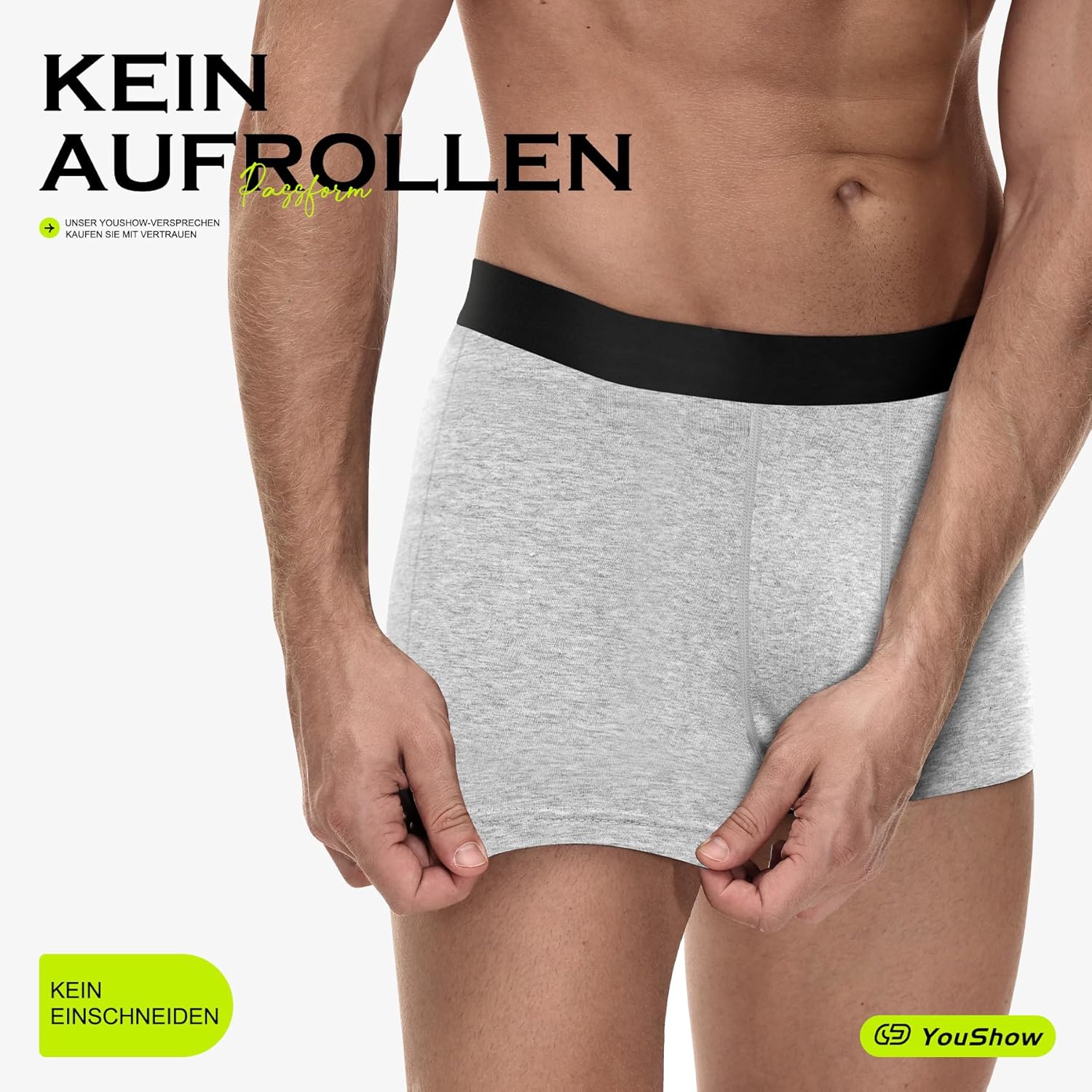 Detalle de YouShow Boxer Uomo in cotone elasticizzato, confezione da 6/12 pezzi, senza etichette che graffiano