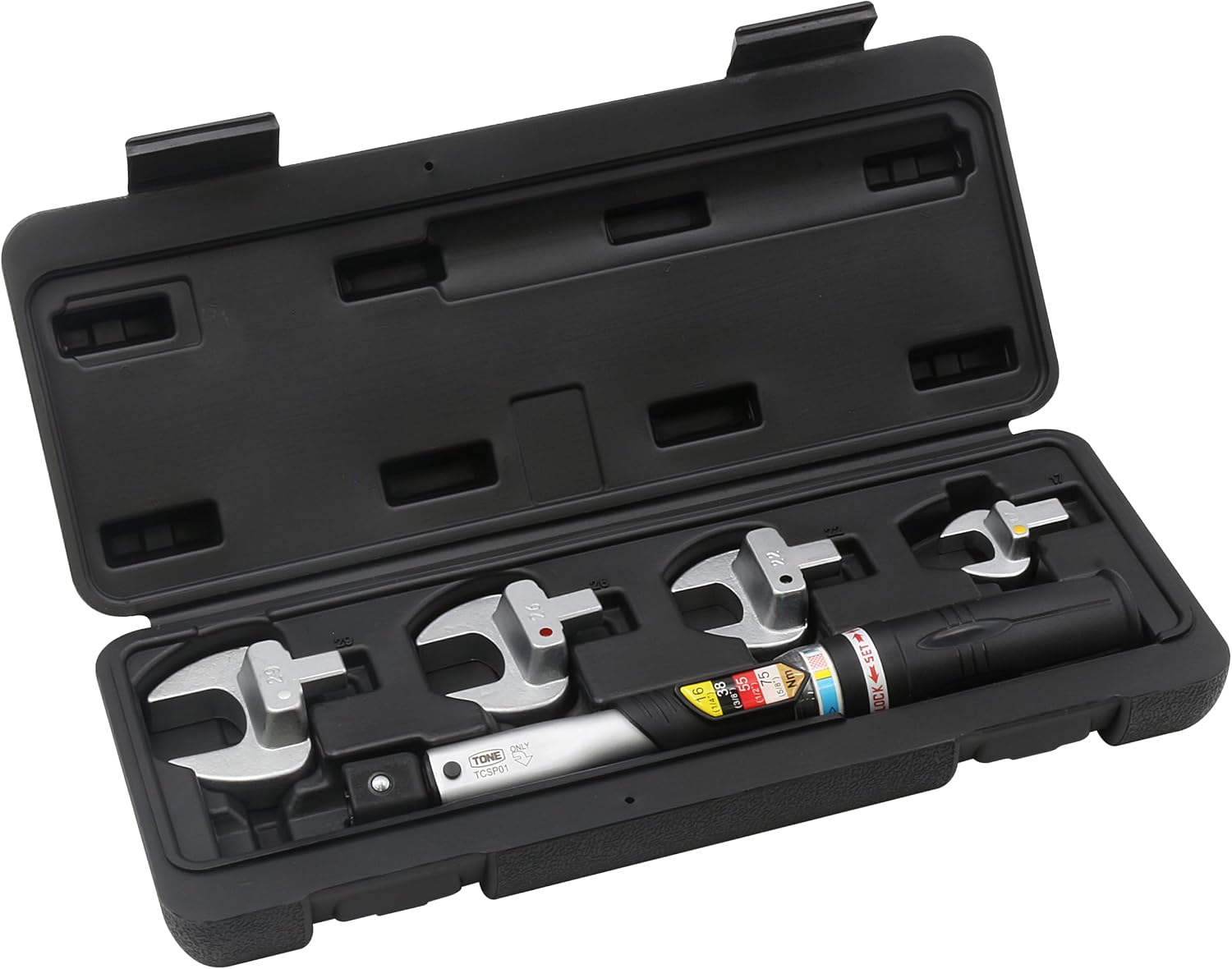 Detalle de トネ(TONE) TCSP01 新冷媒用トルクレンチ 交換式スパナヘッド4種付き