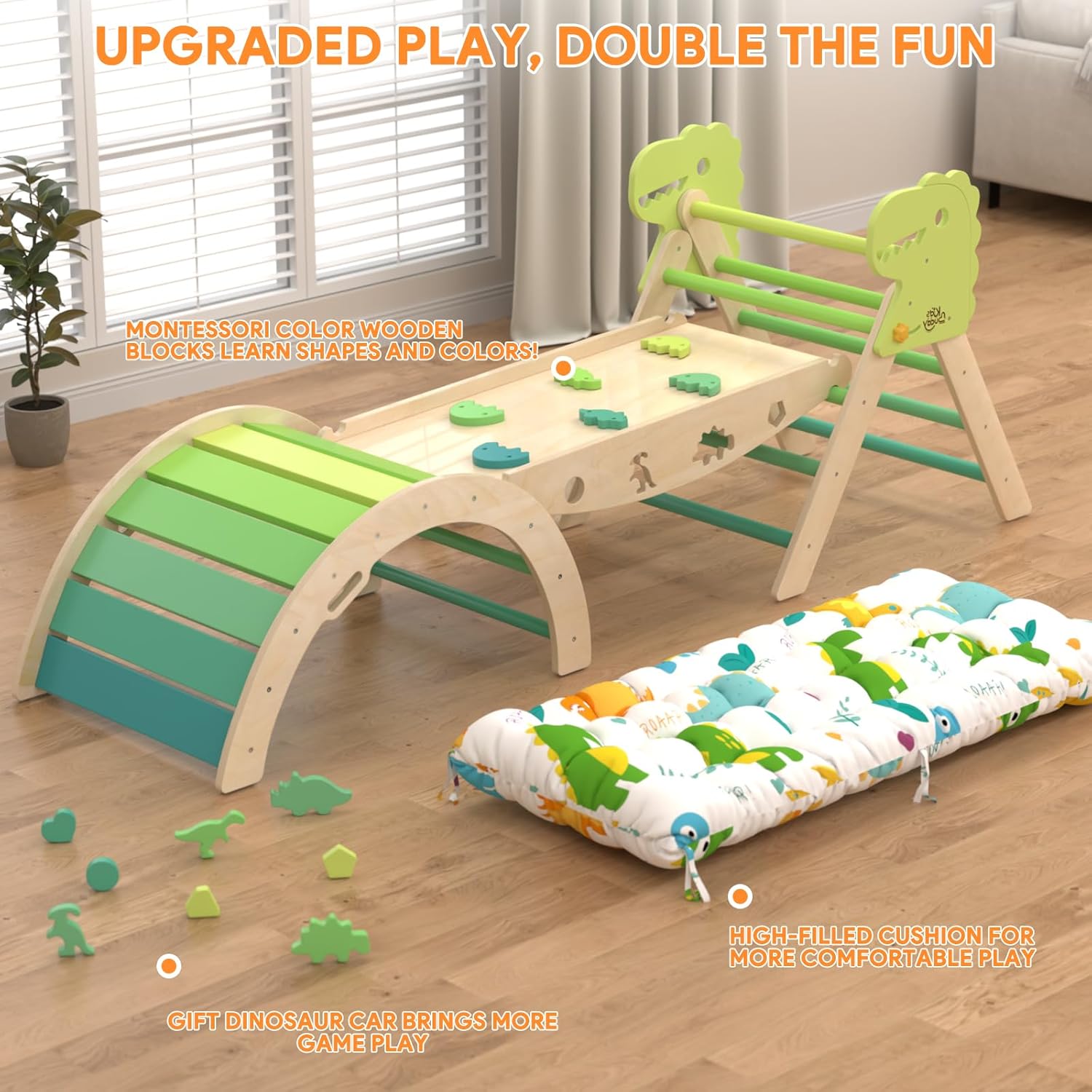 Thumbnail 6 de KidsBuddy Pikler Triangle Set with Cushion (9-in-1 Indoor Climbing Toys for Toddlers 1–3)