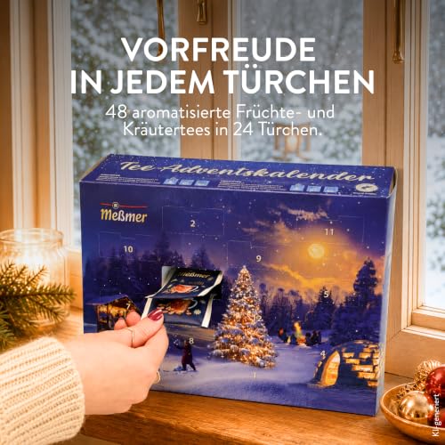 Detalle de Meßmer Tee-Adventskalender 2026 – 24 Türchen mit 48 Teebeuteln