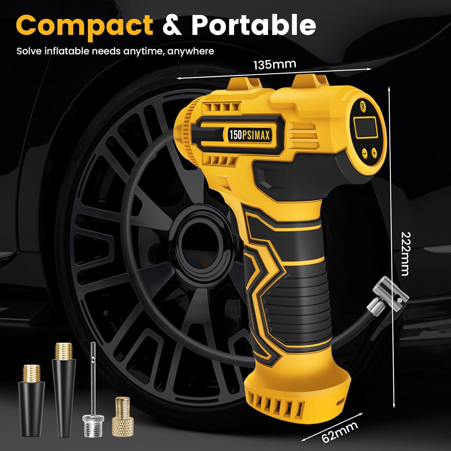 Thumbnail 6 de Skeufy Car Tyre Inflator Air Compressor – Portable Cordless Tyre Pump