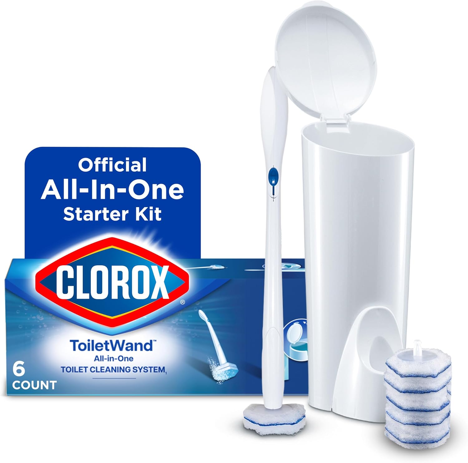 Clorox 03191CT Toilet Wand Disposable Cleaning Kit: Handle, Caddy & Refills (Case of 6)