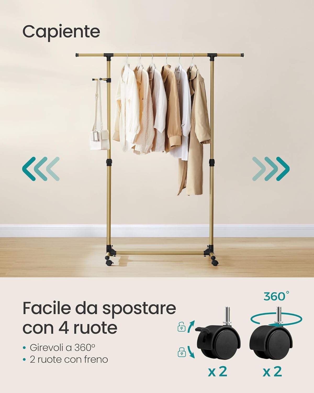 Detalle de SONGMICS LLR001A01 attaccapanni con altezza 97-165 cm