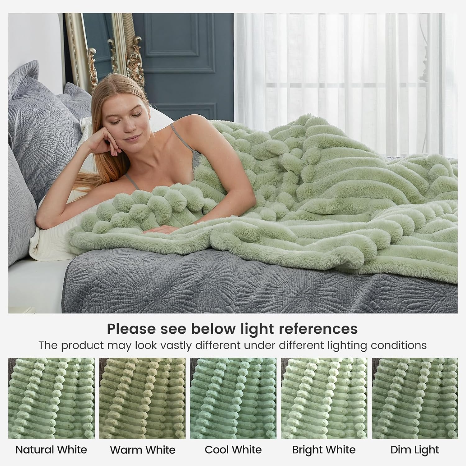 Thumbnail 5 de Cozy Bliss Faux Fur Throw Blanket 50 x 60 in ๐