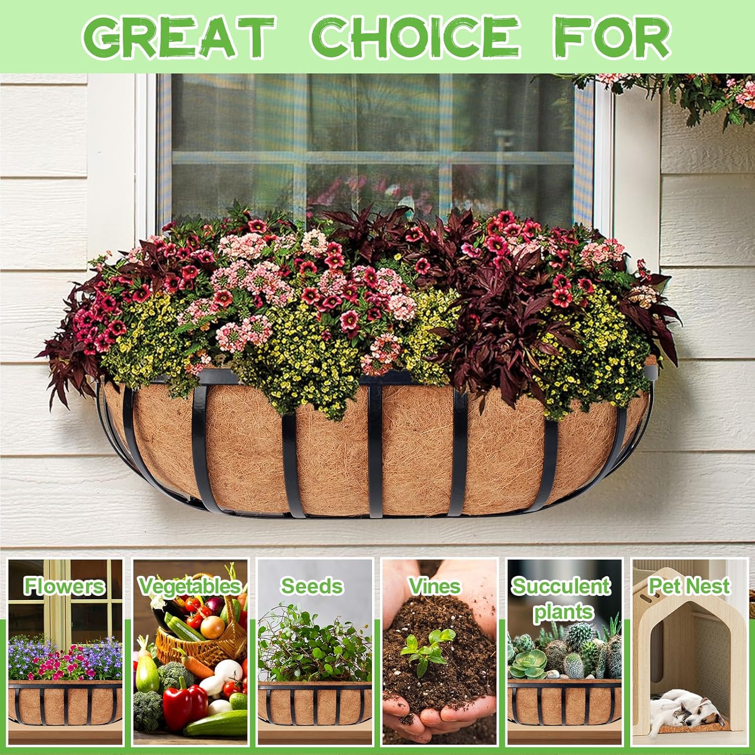 Thumbnail 5 de Riare 4Pcs Trough Coco Coir Liners 30Inch – Natural Coco Fibre Pot Liners (4-Pack)