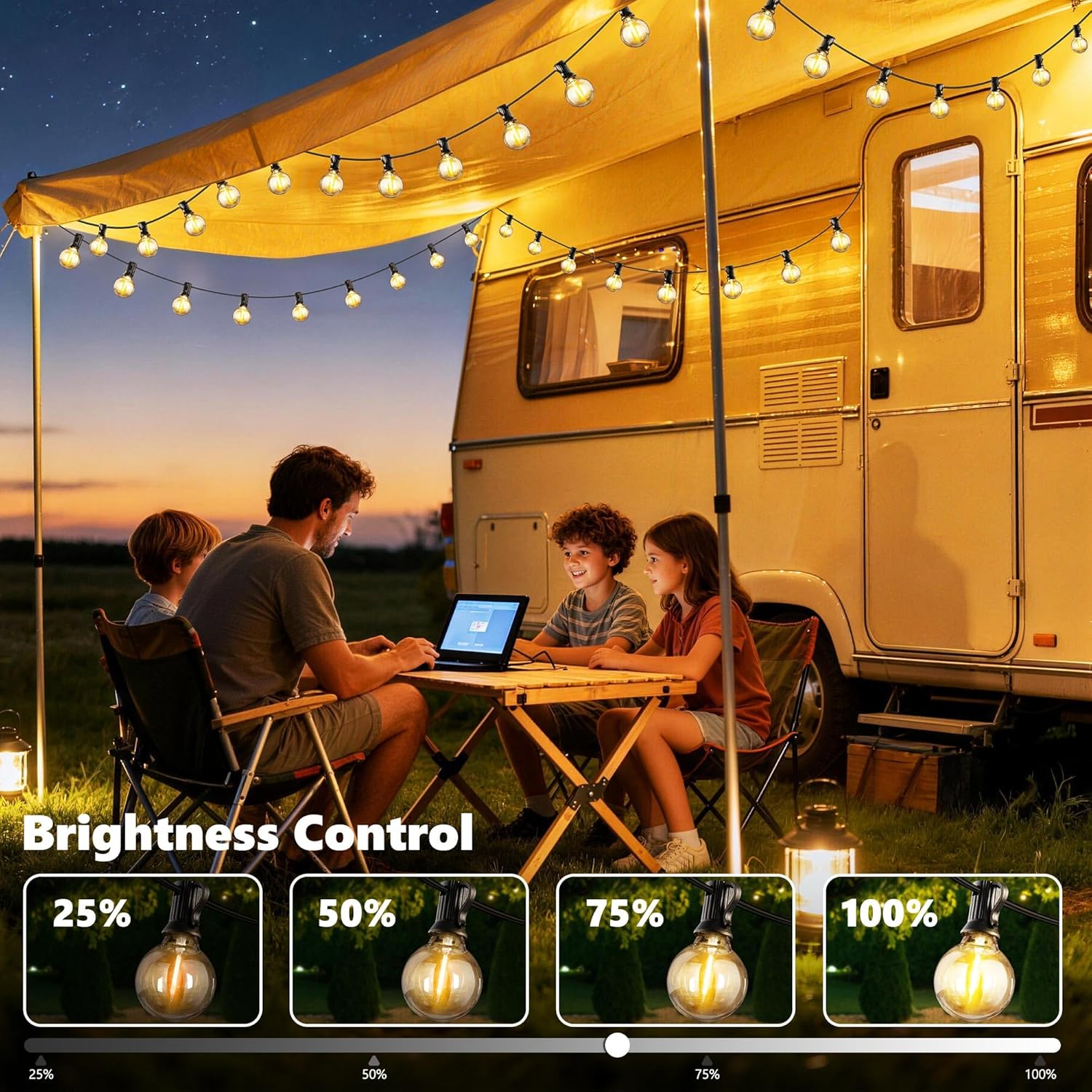 Thumbnail 3 de Joomer LED Lichterkette Außen 20,2 m (27+1 LED G40) – warmweiß, IP65, 3 Modi & Fernbedienung