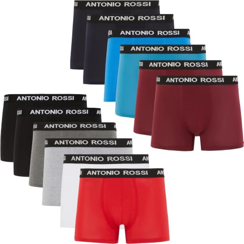 Detalle de AN T O N I O R O S S I 12er-Pack Boxershorts Herren – Baumwolle, Stretch-Bund