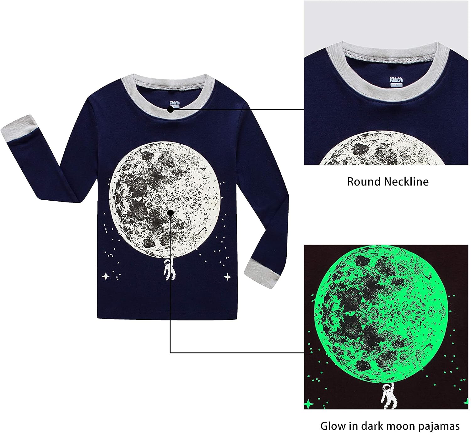 Detalle de KikizYe 2022SD-WSJ Kids Pajama Set, 100% Cotton Tee and Matching Pants