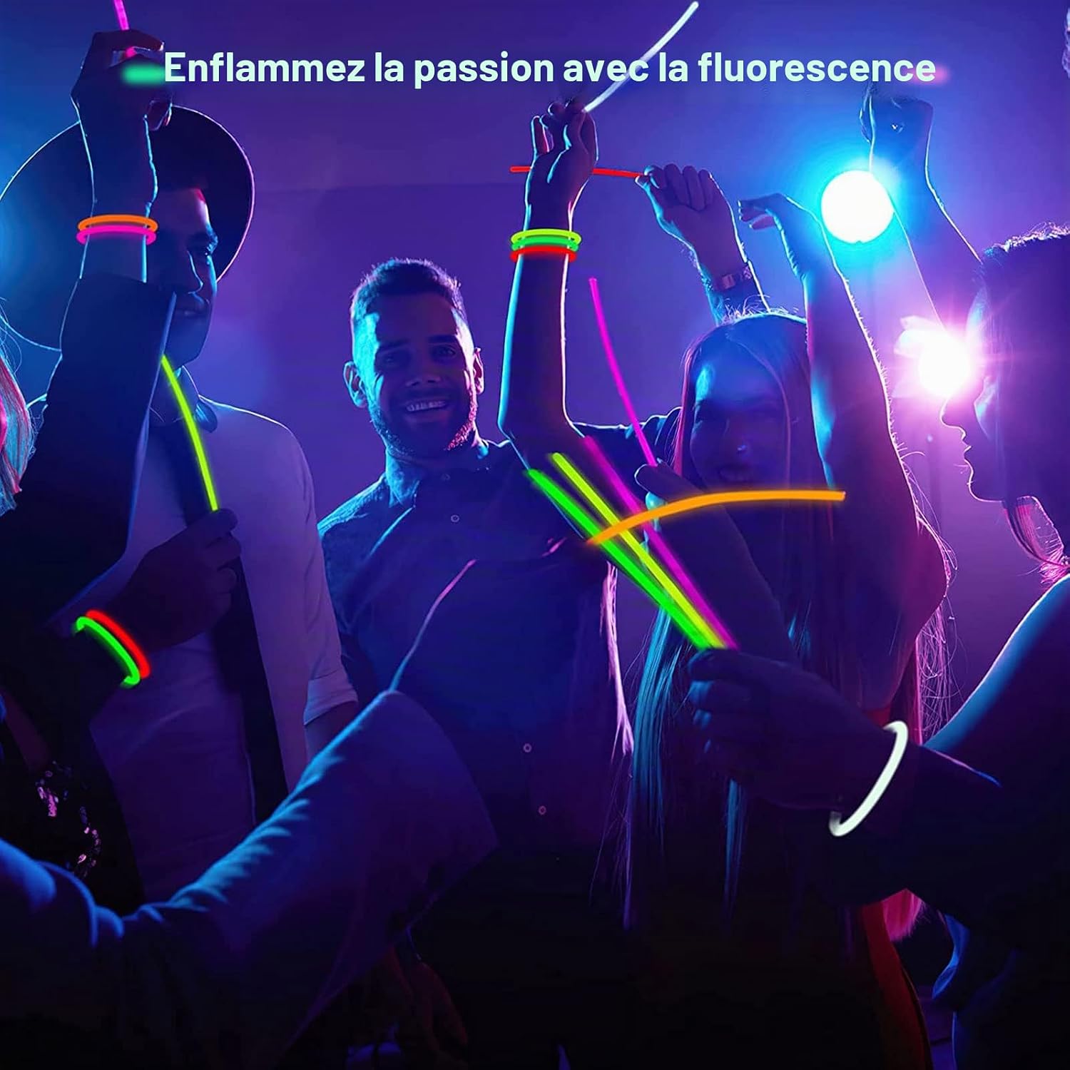 Thumbnail 3 de Bâtons lumineux DELEE – Lot de 100 bâtons + 100 connecteurs, néon 8 pouces, idéal pour fêtes et Halloween