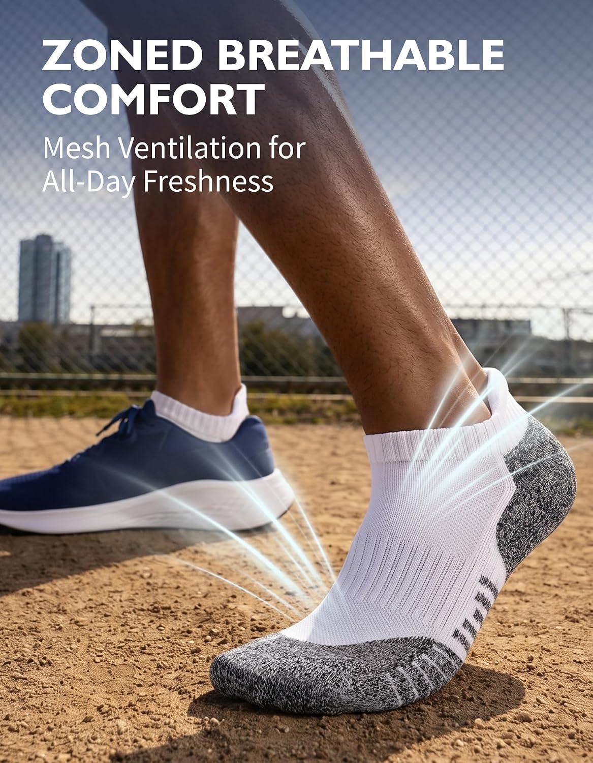 Detalle de CLOSEMATE Men's Ankle Sports Trainer Socks – Short, Cushioned, Non-Slip (6 Pairs)