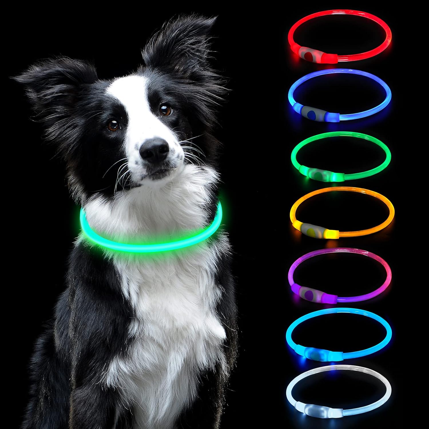 Detalle de AUAUY collare luminoso LED per cani 70 cm