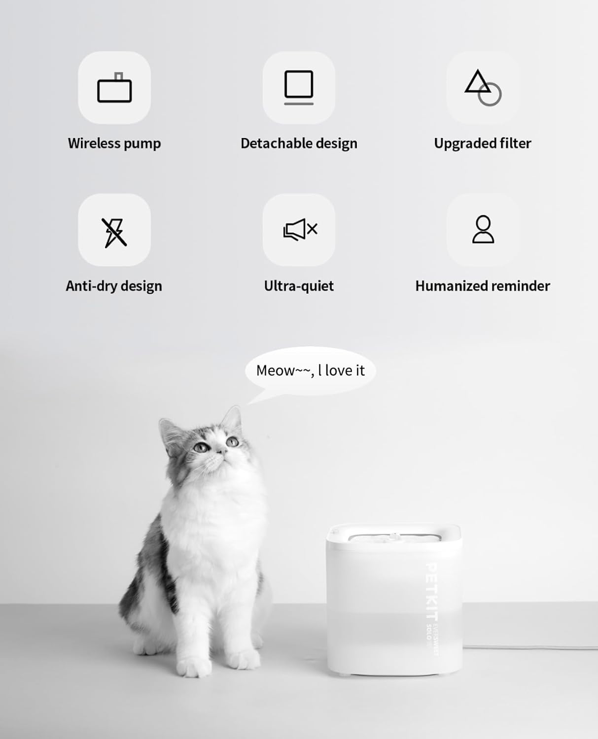 Thumbnail 1 de PETKIT EVERSWEET SOLO SE Cat Water Fountain (1.85L) — ultra-quiet automatic drinking fountain