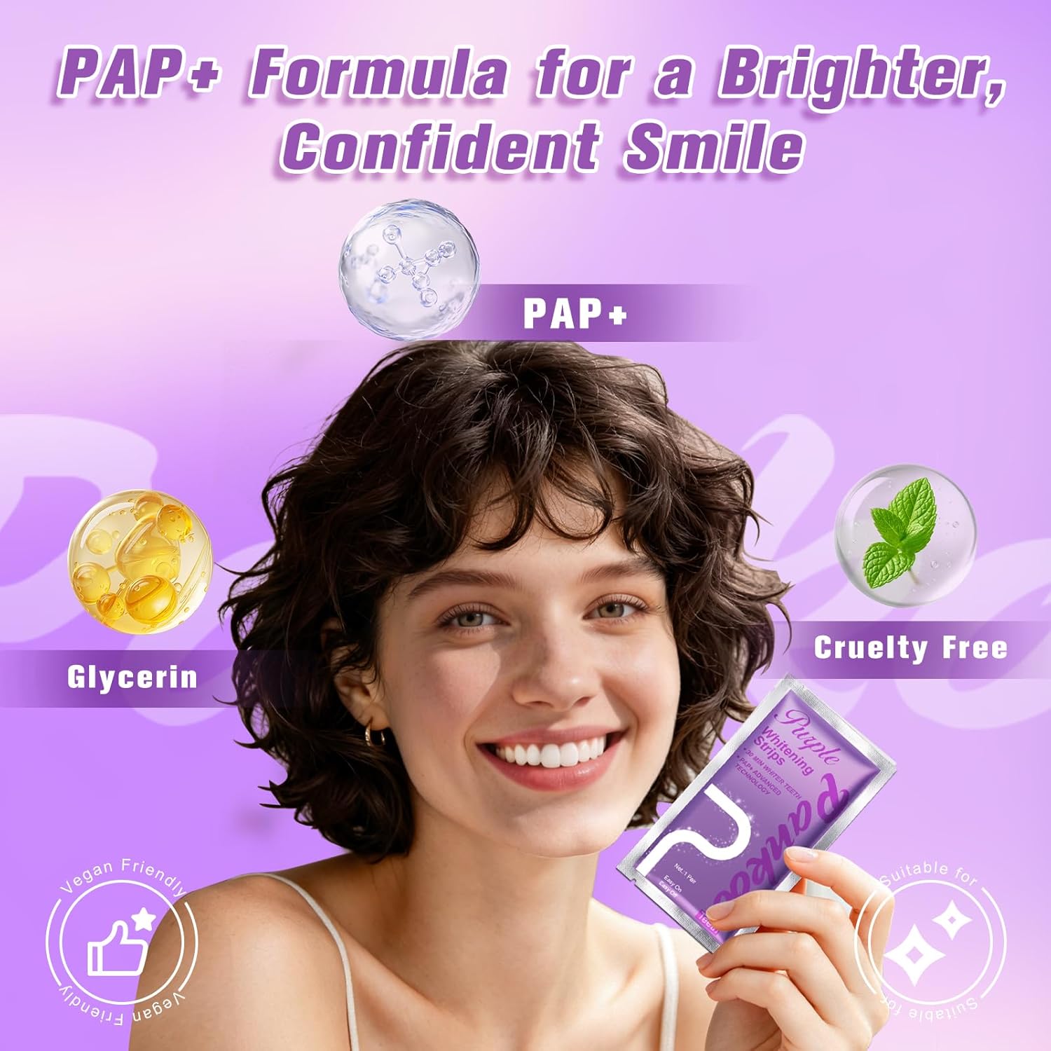 Detalle de PankooTeeth Purple Teeth Whitening Strips – 21 Treatments (42 Strips)