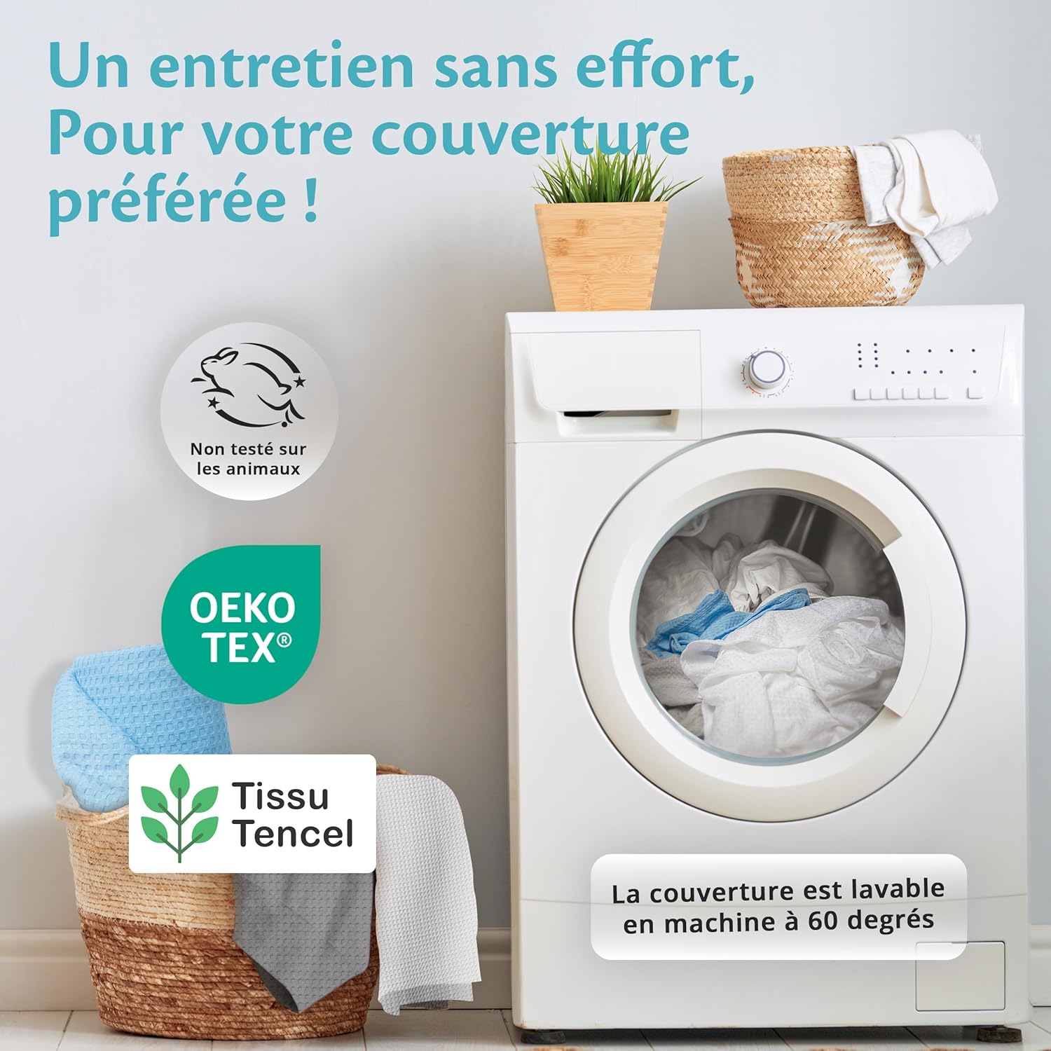 Thumbnail 5 de Ella Couverture rafraîchissante d’été adulte en Tencel (200x200 cm) blanc nacré, certifiée OEKO-TEX