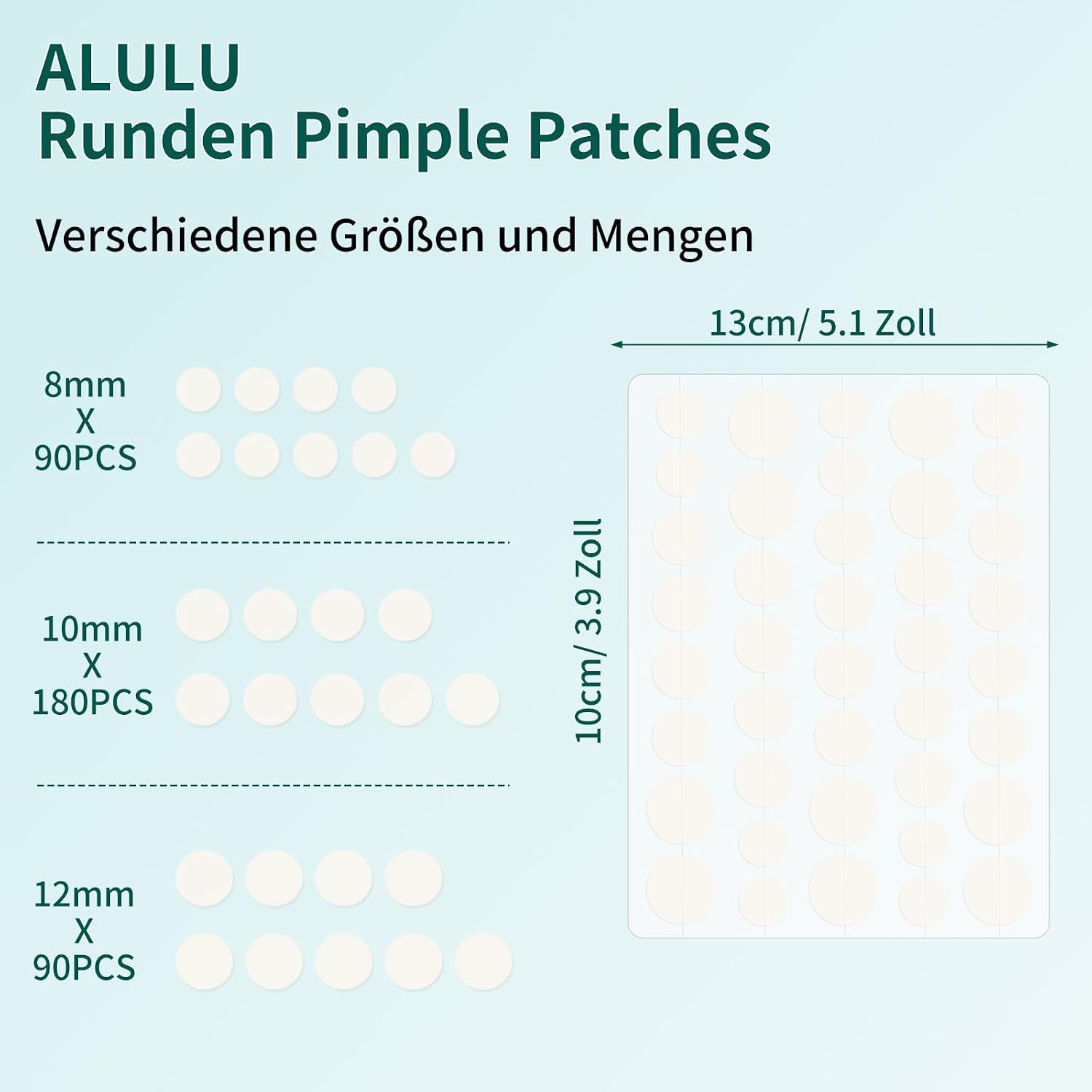 Thumbnail 2 de ALULU 360er Pickel Patch – Hydrokolloid Patches in 3 Größen (12/10/8 mm) mit Teebaumöl, wasserdicht & atmungsaktiv