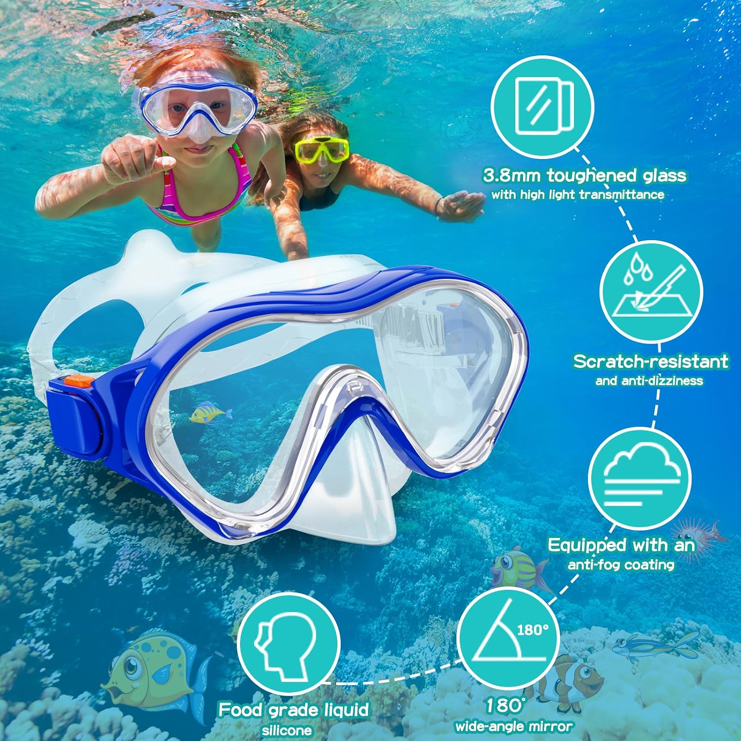 Thumbnail 1 de Snorkeling Gear for Kids with Foldable Silicone Full Dry Snorkel