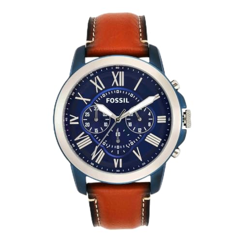 Detalle de Fossil Grant FS5151: Blue Dial Quartz Chronograph with Brown Leather Strap