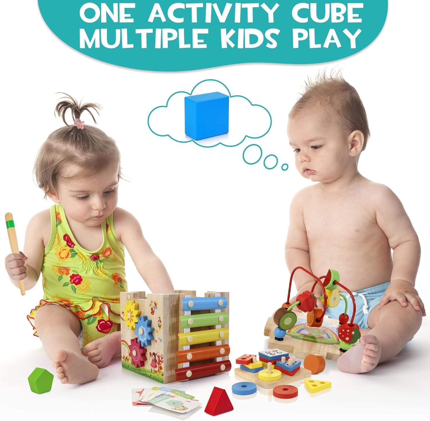 Thumbnail 6 de HELLOWOOD Wooden Activity Cube 8-in-1