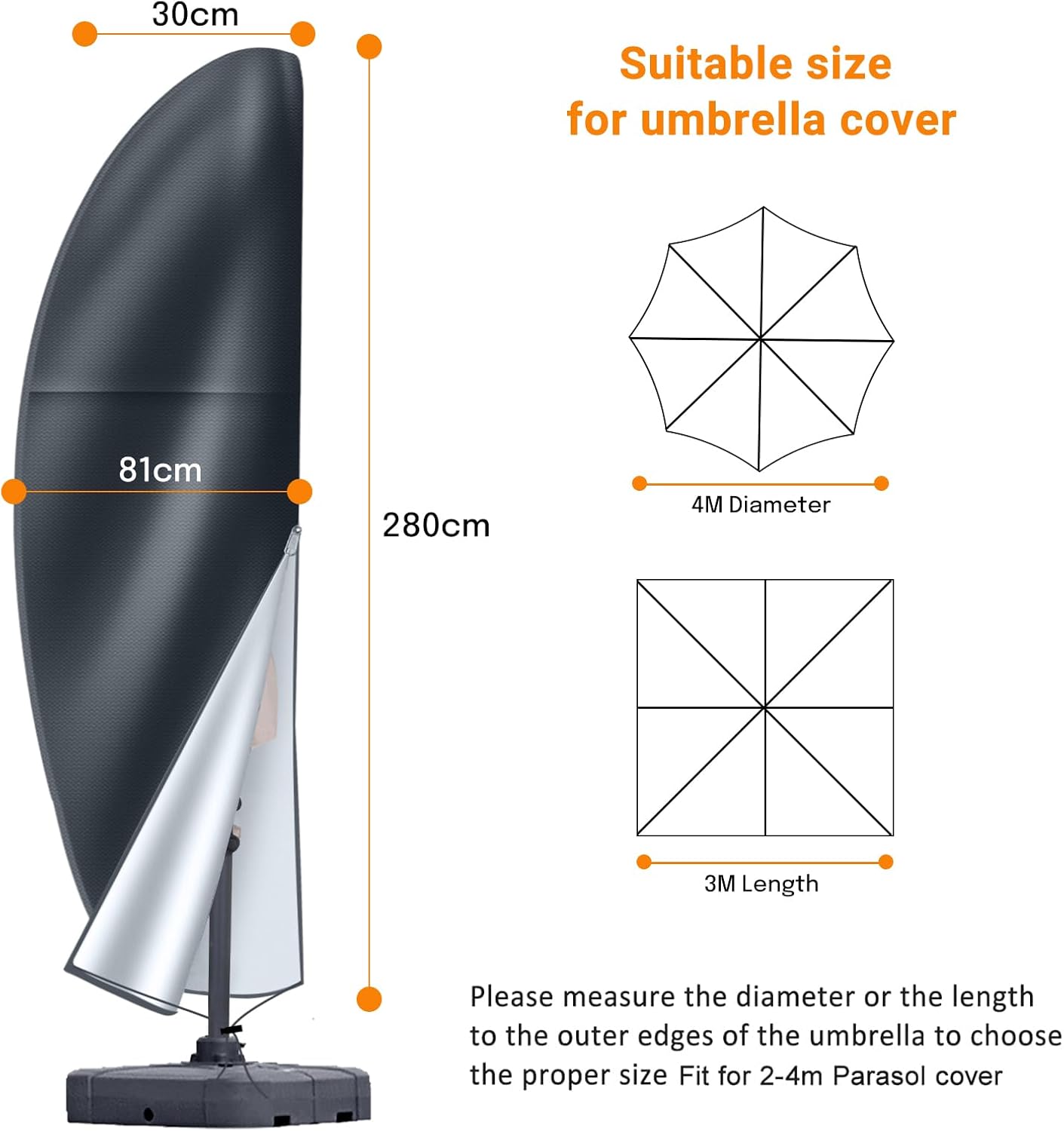 Thumbnail 1 de Waterproof Cantilever Parasol Cover in 600D Oxford (Zip) for Patio Offset Umbrellas