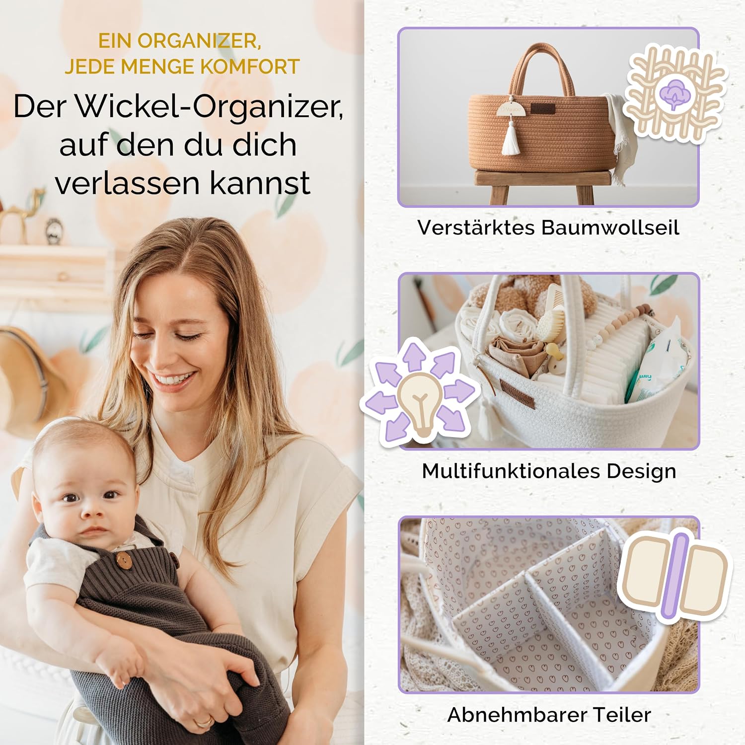 Detalle 1 de Yunioo Wickeltisch Organizer Wickeltasche