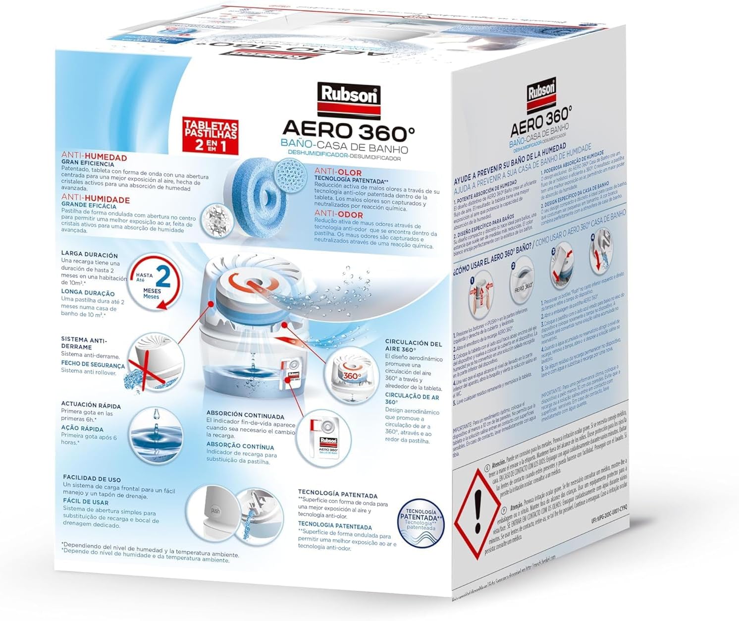 Detalle de Rubson AERO 360º Baño, Deshumidificador Portátil 💧
