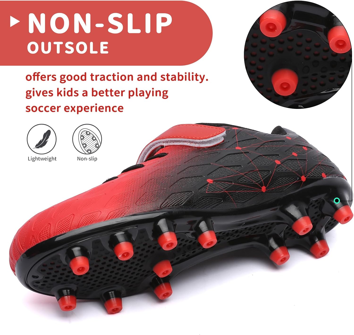 Detalle de Boys Football Boots Shoes for Kids and Teens – FG/AG Soccer Boots (Unisex)