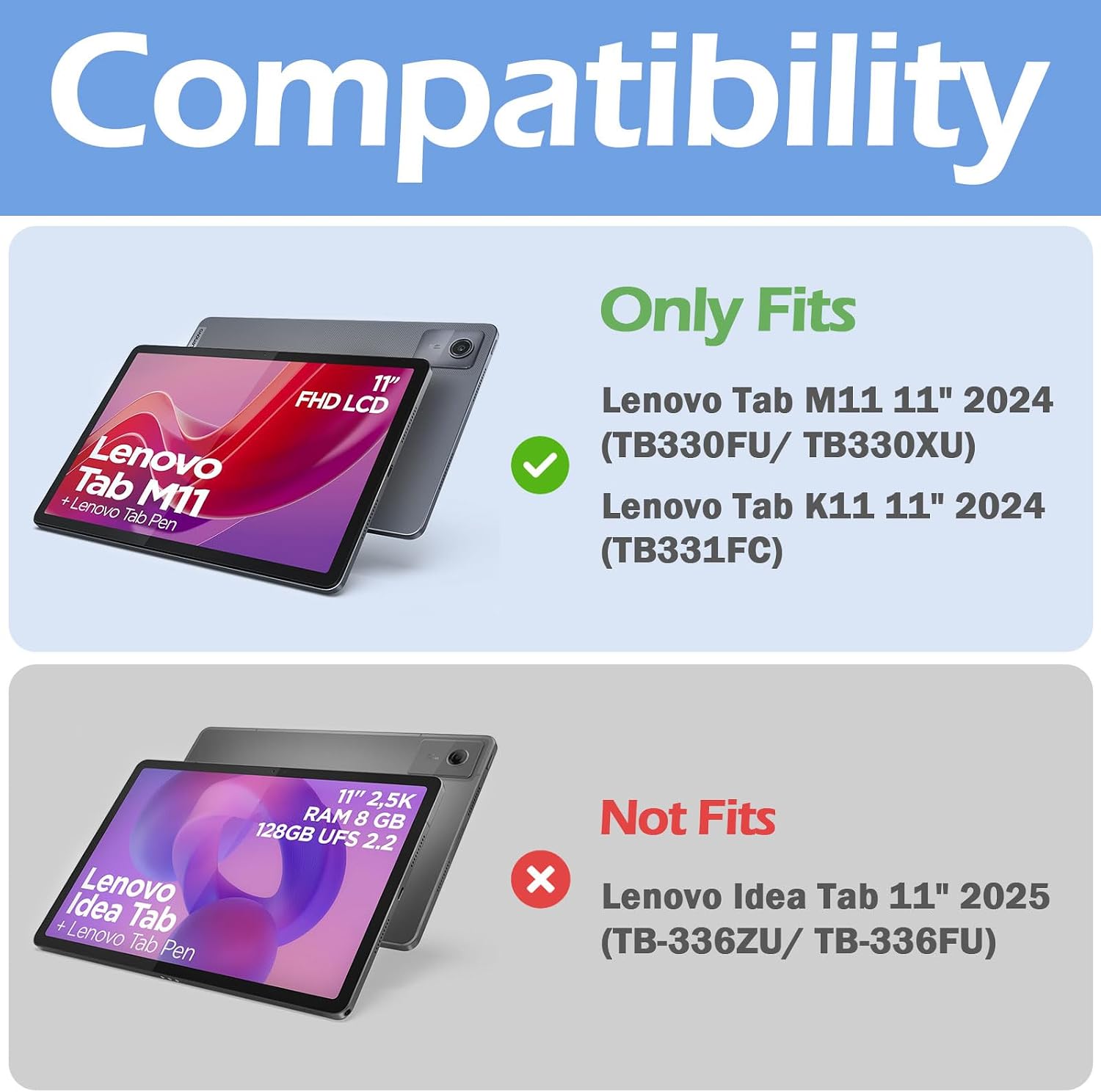 Detalle 2 de ProCase Smart Case for Lenovo Tab M11 / Tab K11 LTE 11" 2024 (TB330FU) Navy