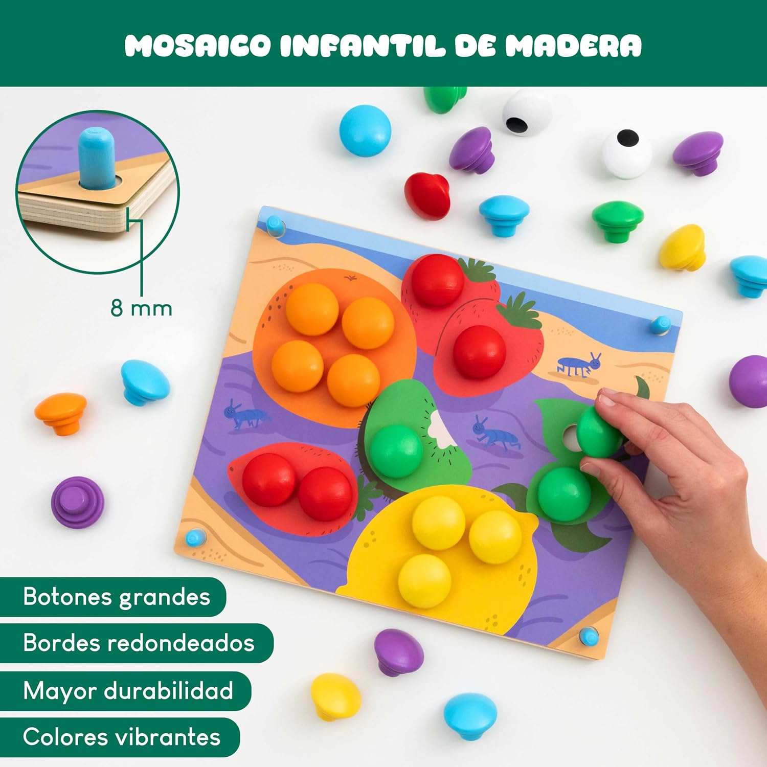 Thumbnail 2 de BONNYCO Puzzle de Madera con 50 Plantillas, 32 Botones y Bolsa de Algodón