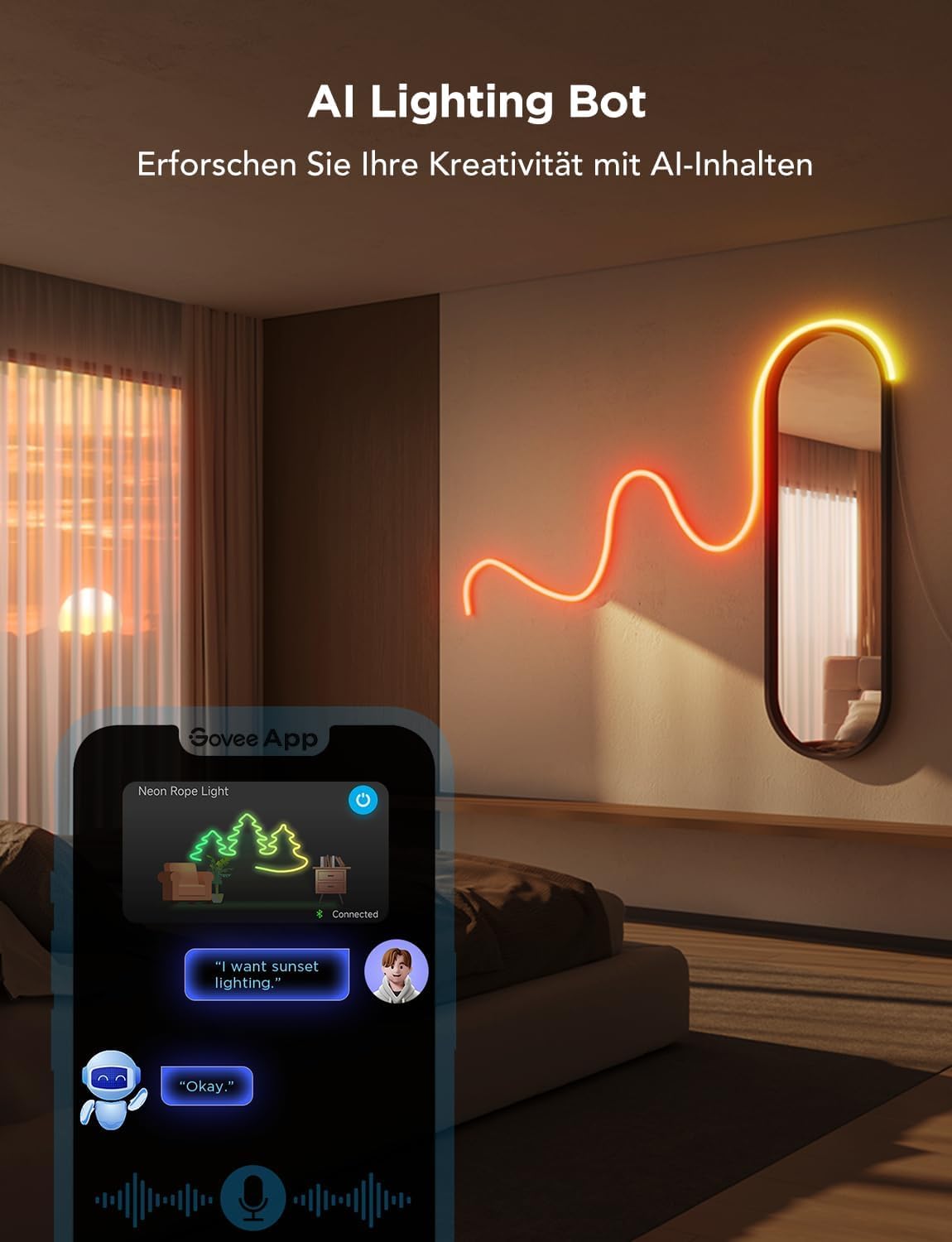 Thumbnail 6 de Govee Neon Rope Light 2 – RGBIC Neon LED Strip 5 m mit Shape Mapping, kompatibel mit Matter, Alexa & Google Assistant