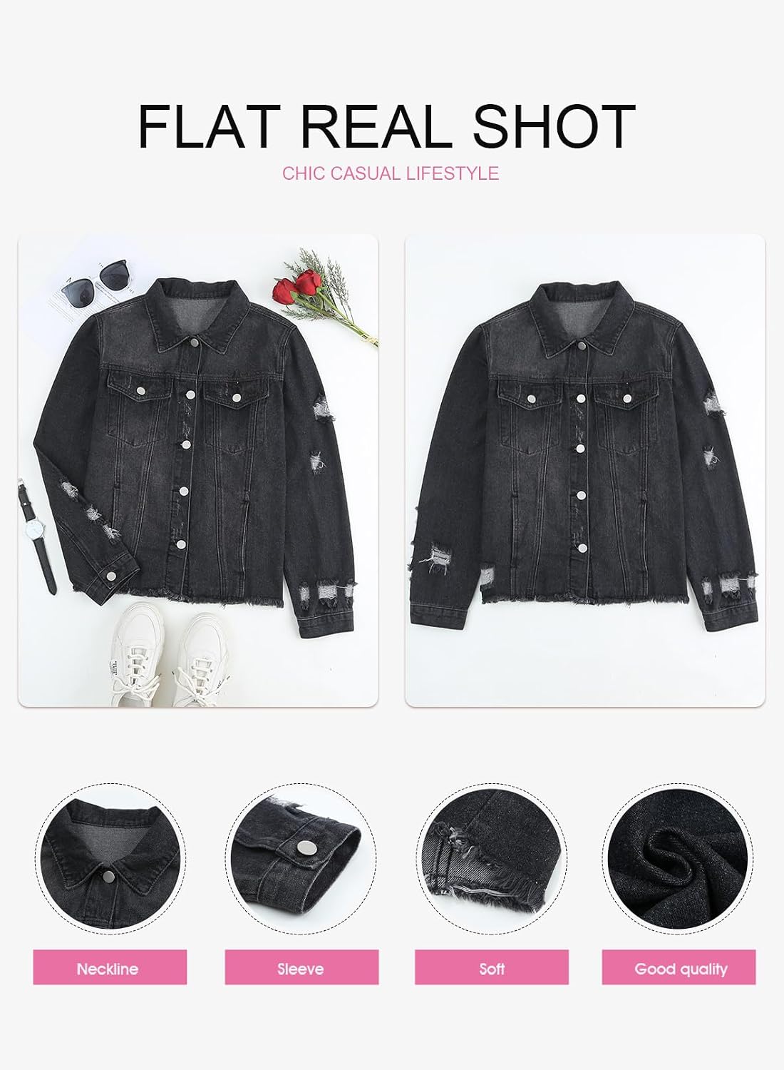 Thumbnail 4 de EVALESS Boyfriend Washed Crop Denim Jacket